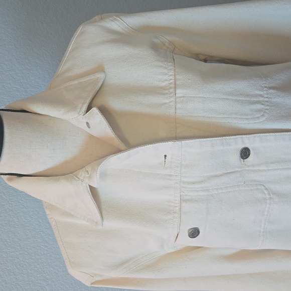 VINTAGE LAUREN JEANS CO Cream Denim Longline Button Down Utility Jacket MEDIUM - Picture 3 of 16